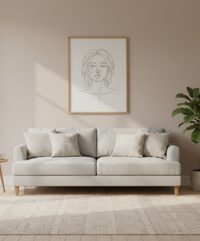 Minimalist Female Face Line Art – Abstract Modern Wall Print, Black & White Printable Poster