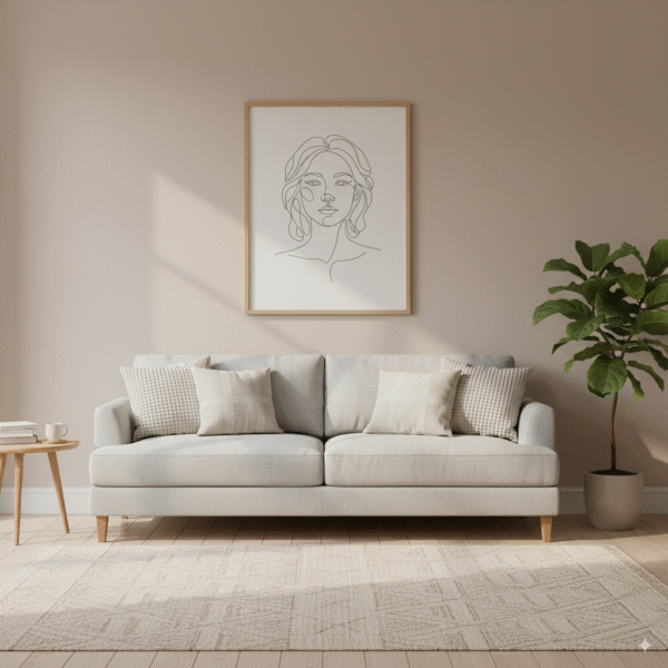 Minimalist Female Face Line Art – Abstract Modern Wall Print, Black & White Printable Poster