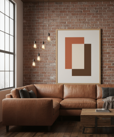 Bauhaus Geometric Abstract – Minimalist Rectangles Printable Terracotta Wall Art