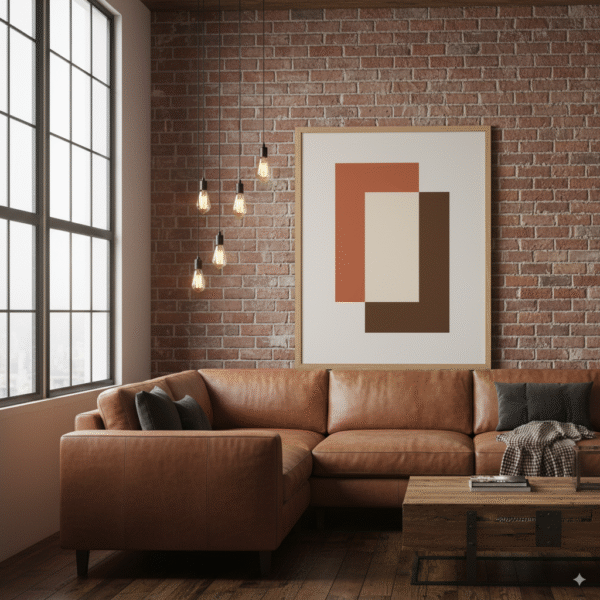 Bauhaus Geometric Abstract – Minimalist Rectangles Printable Terracotta Wall Art