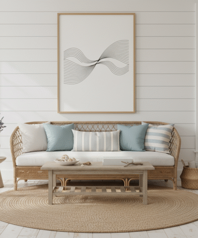 Minimalist Wave Line Art – Abstract Black Curves Printable Zen Wall Poster