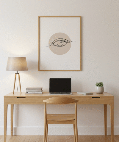 Minimalist Eye Line Art Print – Abstract Modern Wall Decor, Neutral Boho Printable Artwork